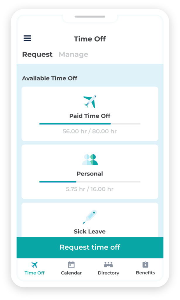 Time off request mobile app example